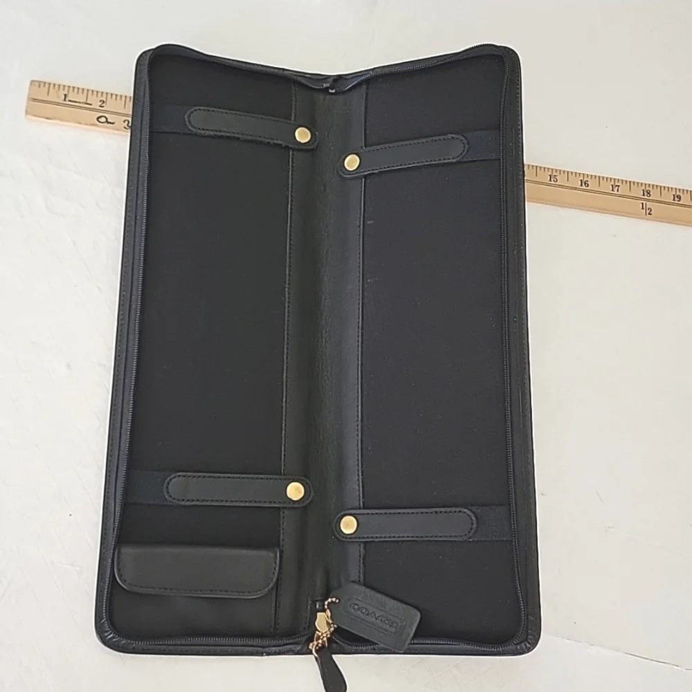 Coach Black Leather Tie Scarf Travel Storage Case